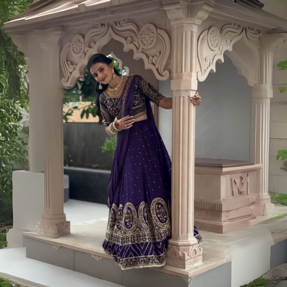 Elegant Vichitra silk lehenga choli set