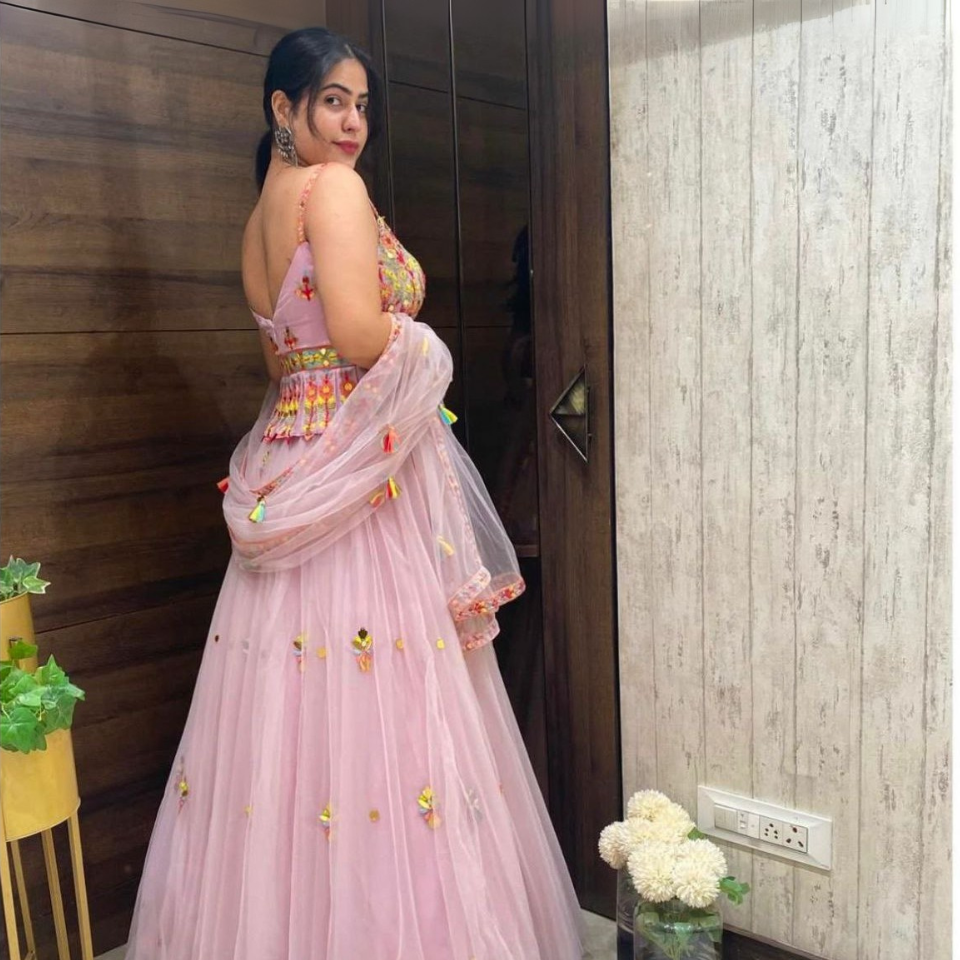 Beautiful double-layer net lehenga