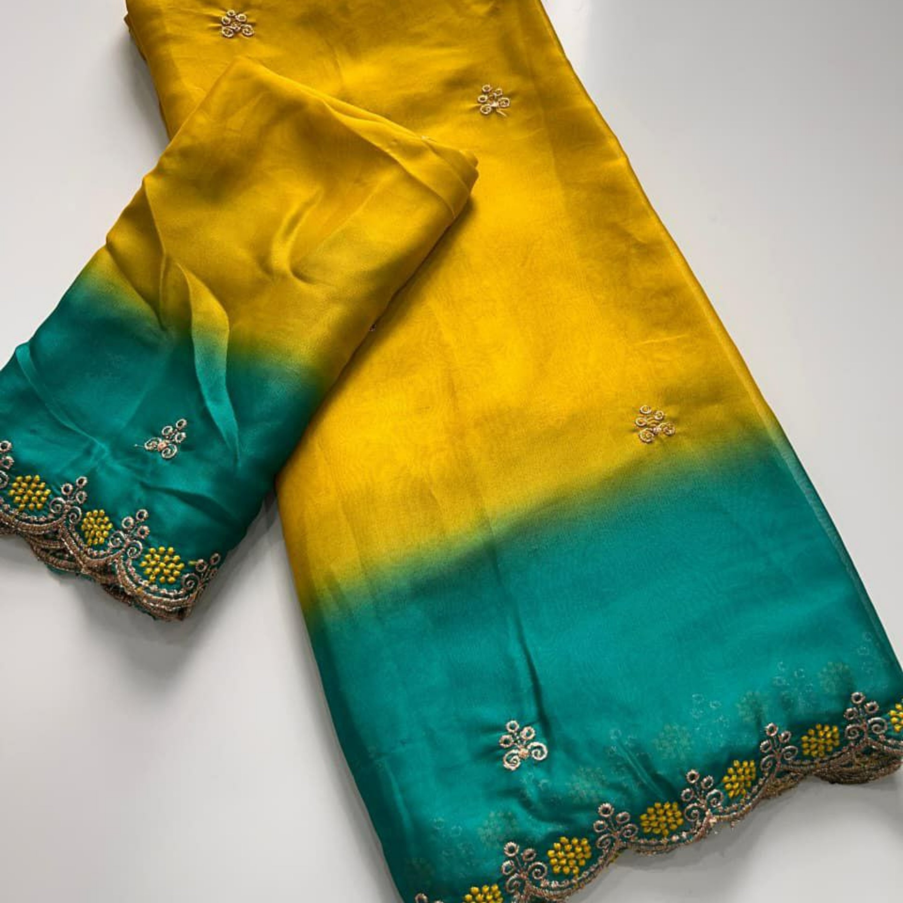 Rangoli Chiffon Saree with Multi Embroidery Work