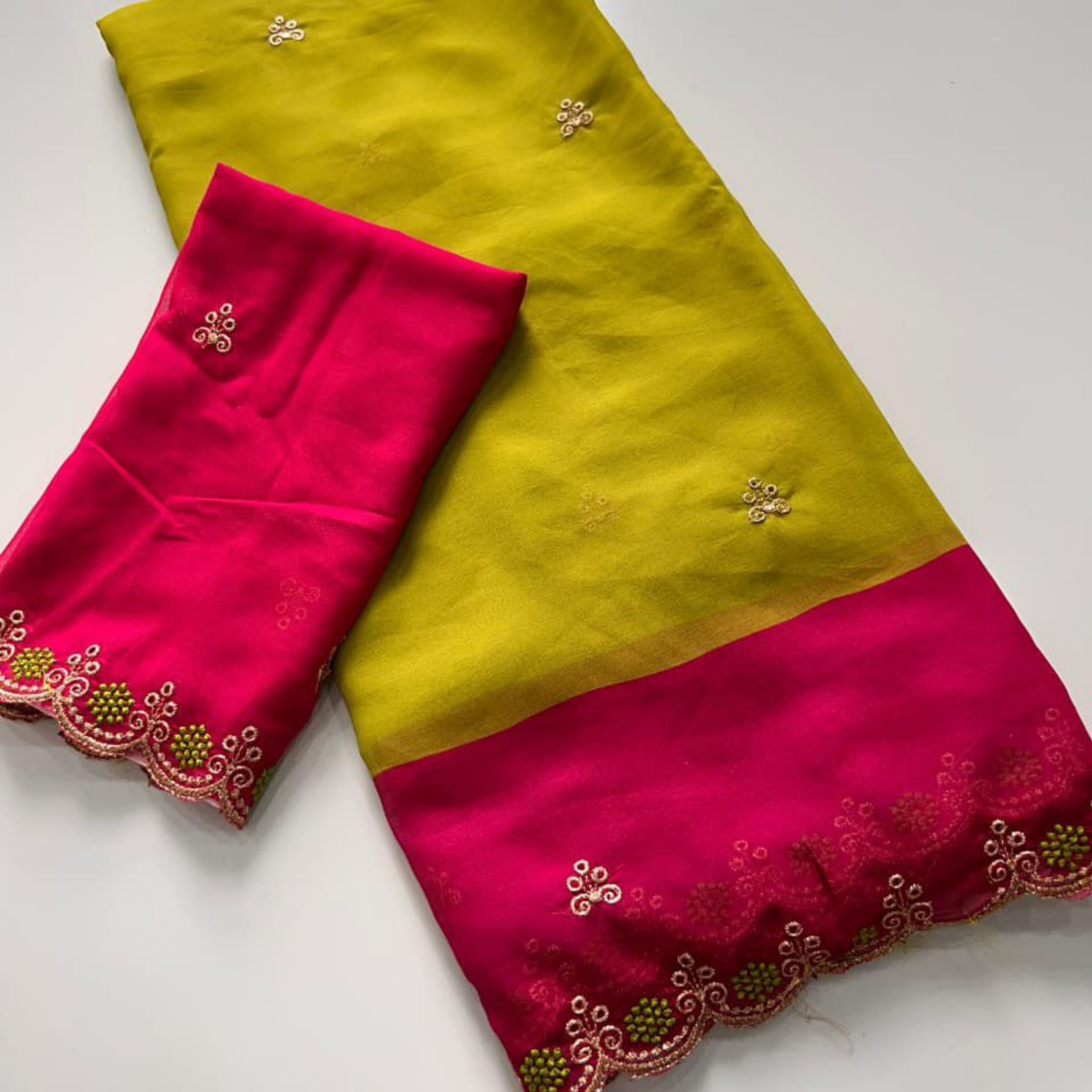 Rangoli Chiffon Saree with Multi Embroidery Work