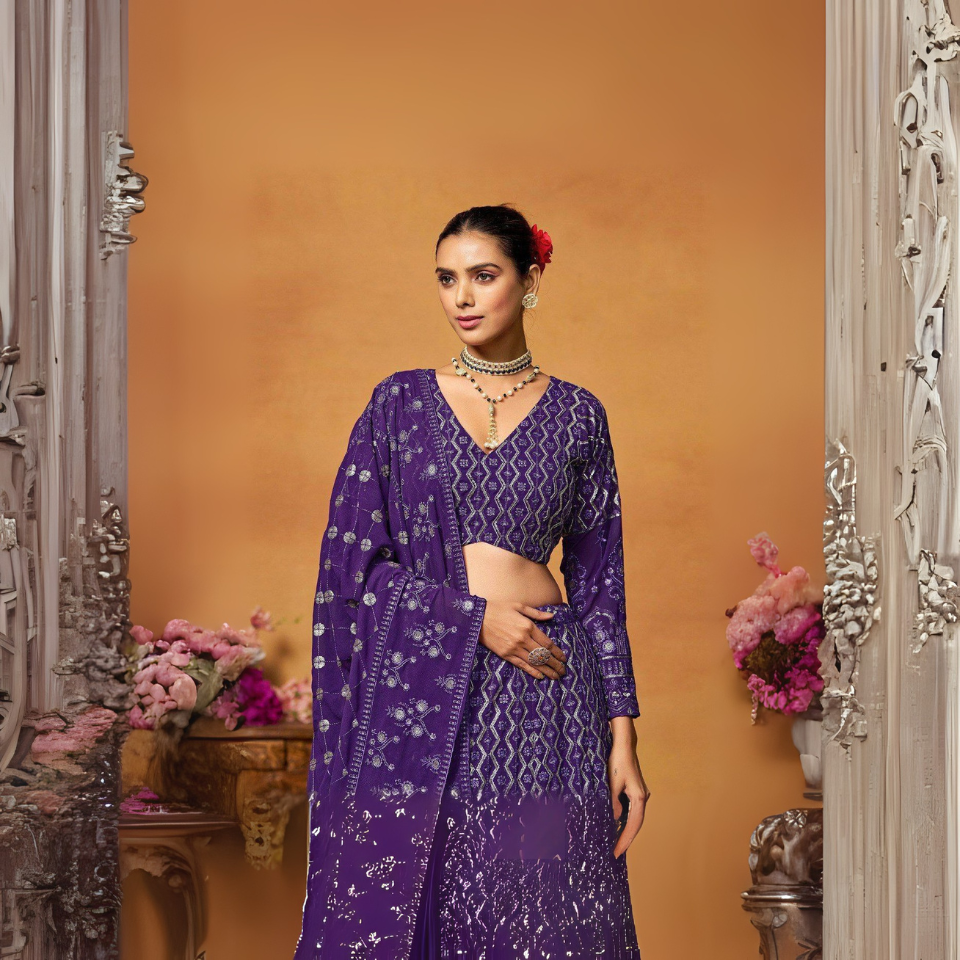Graceful Faux Georgette lehenga set