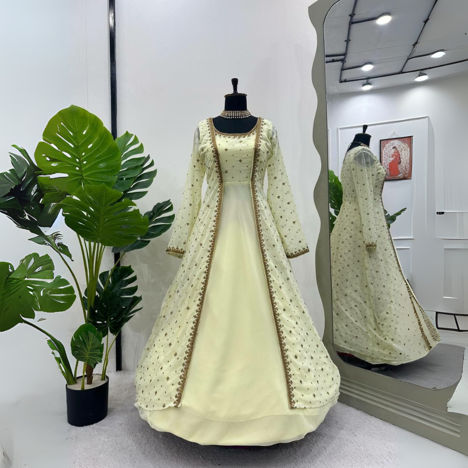 Thread & Sequence Work Gown with Shrug