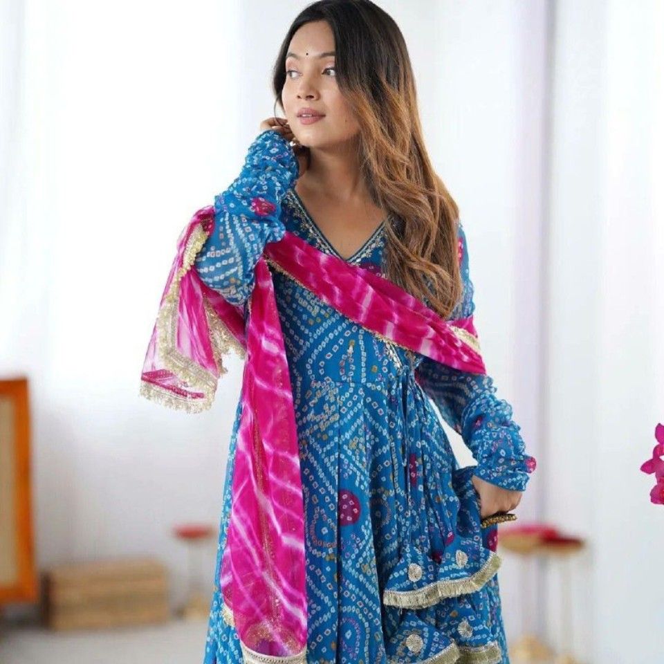 Graceful faux georgette gown set