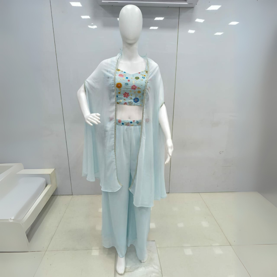 Pure Bandhej Choli with Chinon Lehenga & Shrug