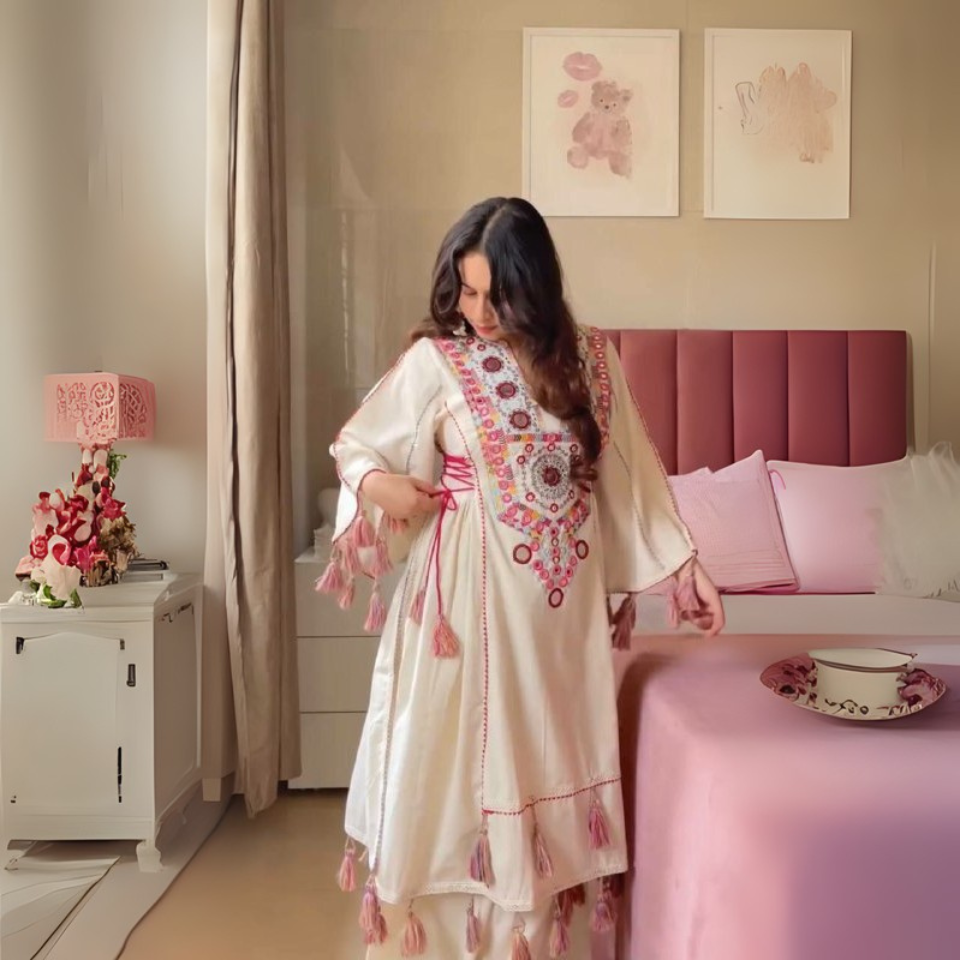Khadi Cotton Embroidered Co-ord Set