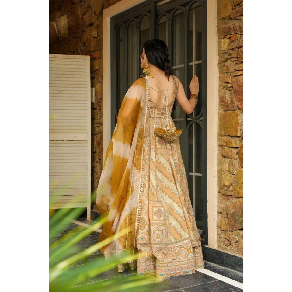 Pure Jimmy Organza Digital Printed Anarkali Gown