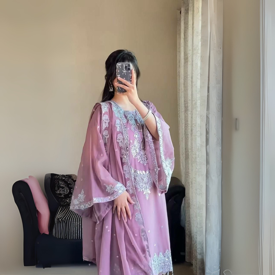 Elegant faux georgette kurti set