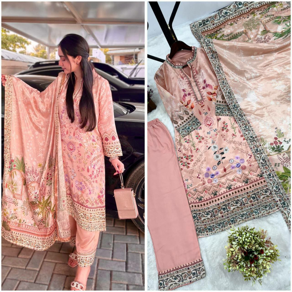 Pure Chinon Silk Kurti Set