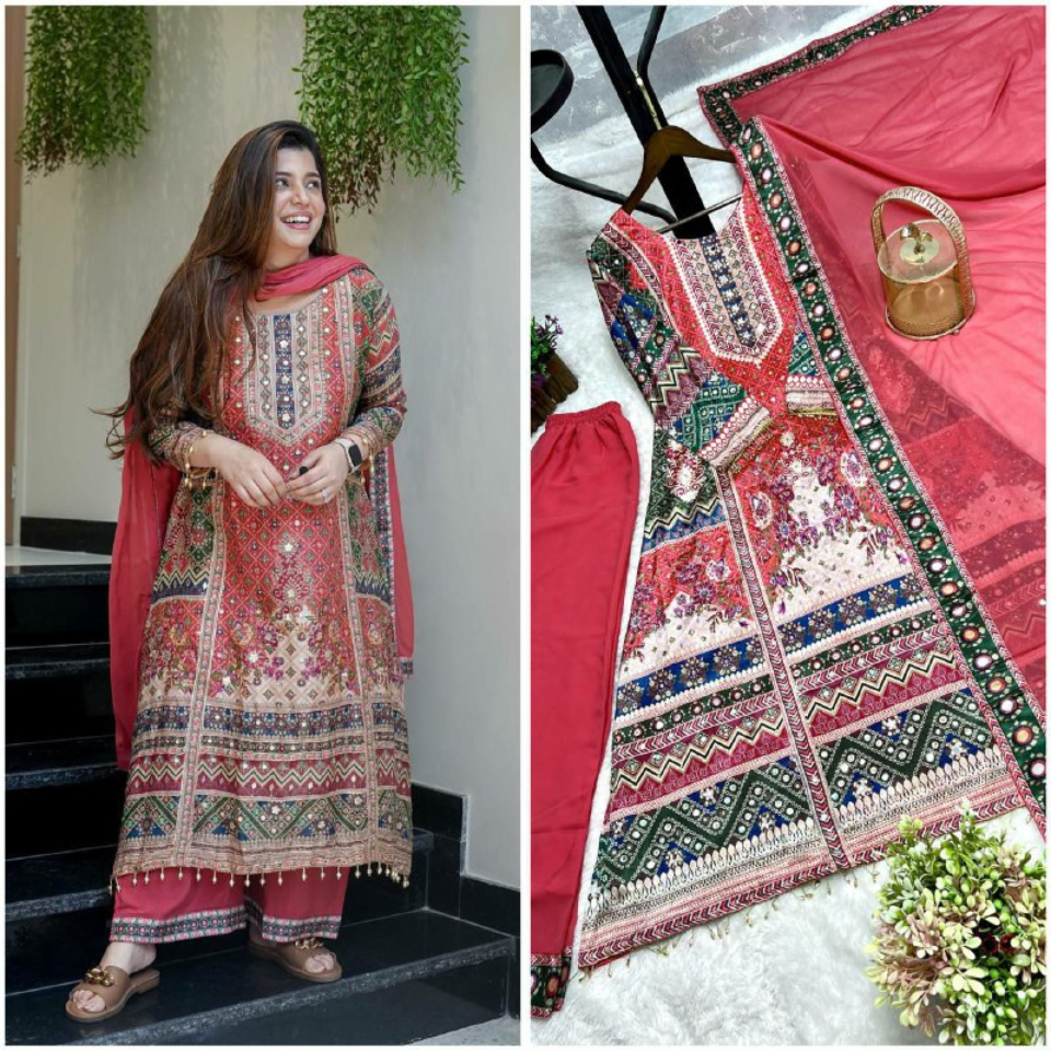 Pure Chinon Silk Kurti Set