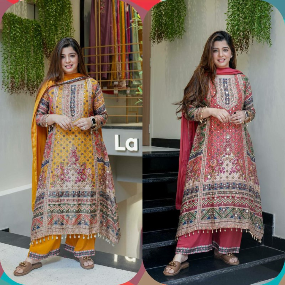 Pure Chinon Silk Kurti Set
