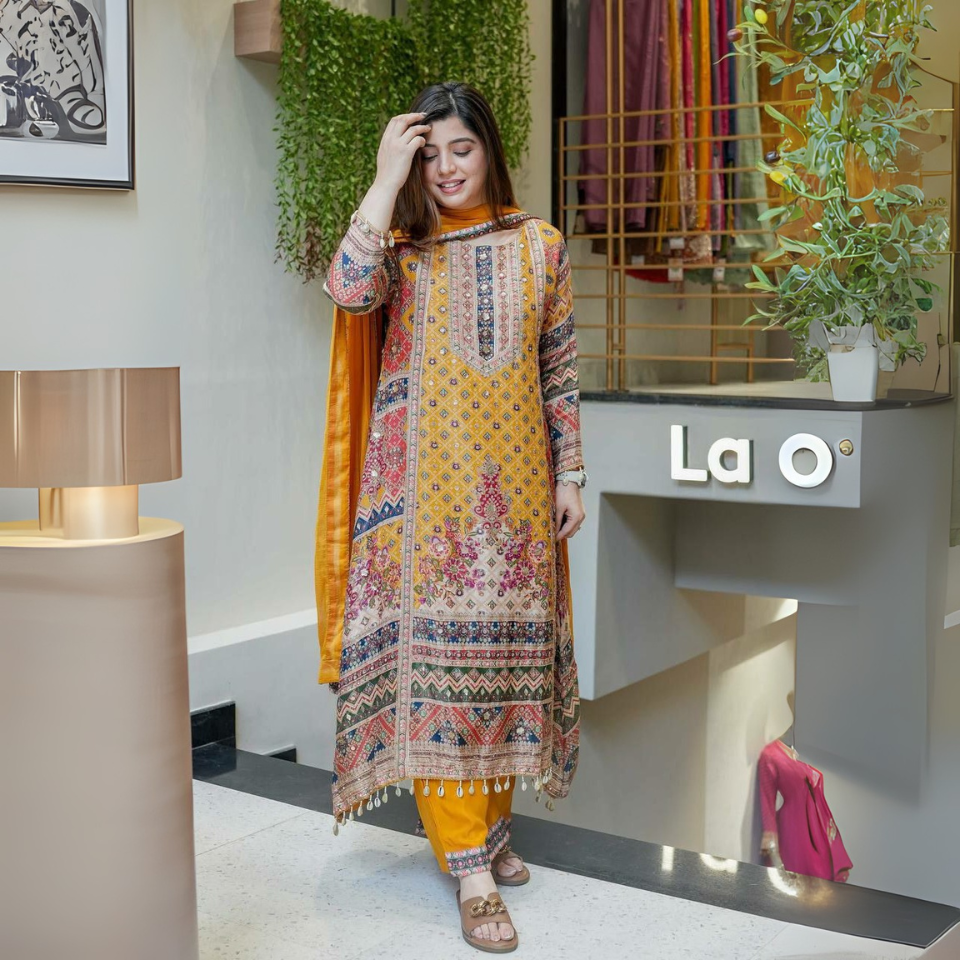 Pure Chinon Silk Kurti Set