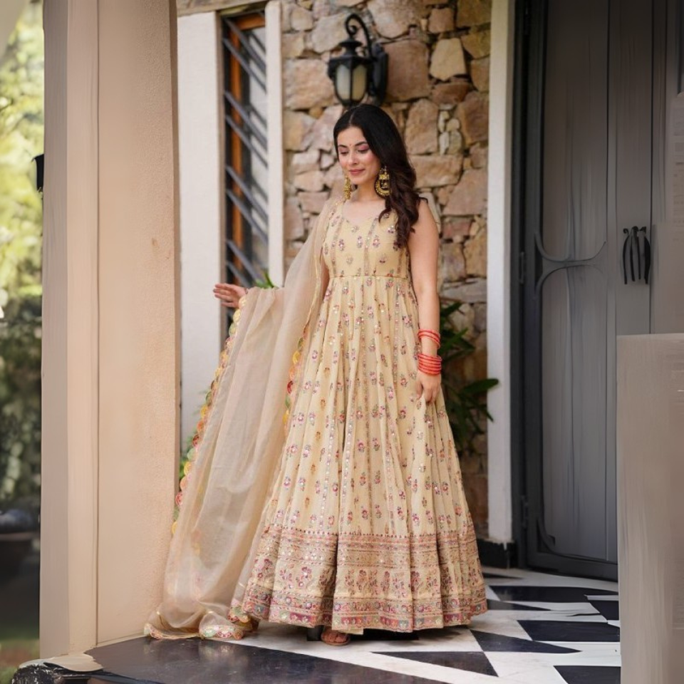 Designer Heavy Embroidered Gown with Dupatta