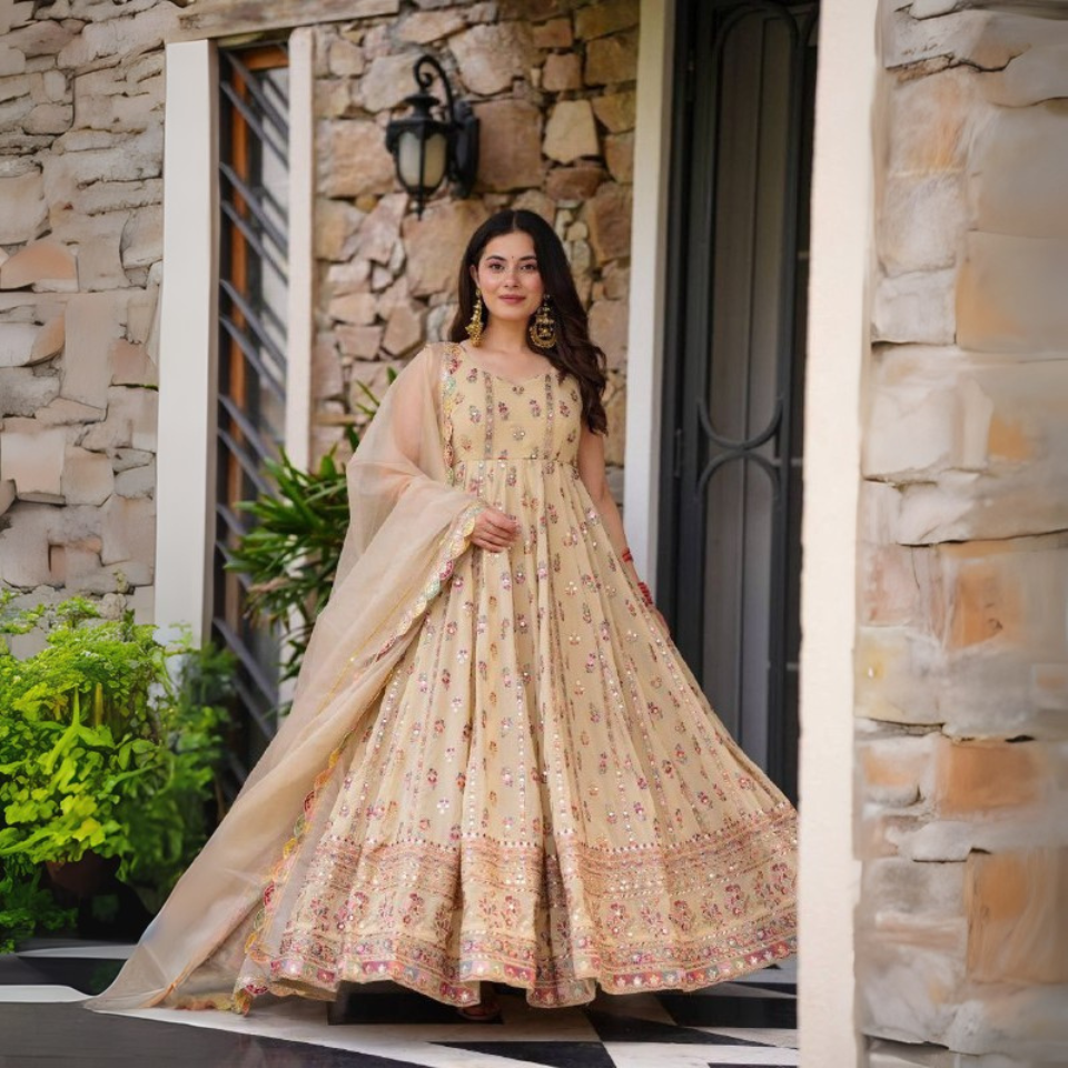 Designer Heavy Embroidered Gown with Dupatta