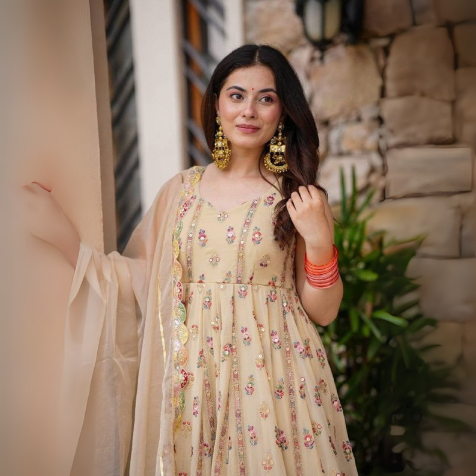 Designer Heavy Embroidered Gown with Dupatta