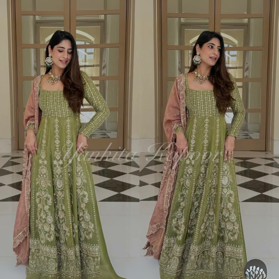 Heavy Faux Georgette Embroidered Kurti Set with Dupatta