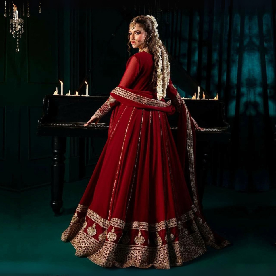 Designer Faux Georgette Embroidered Anarkali Set