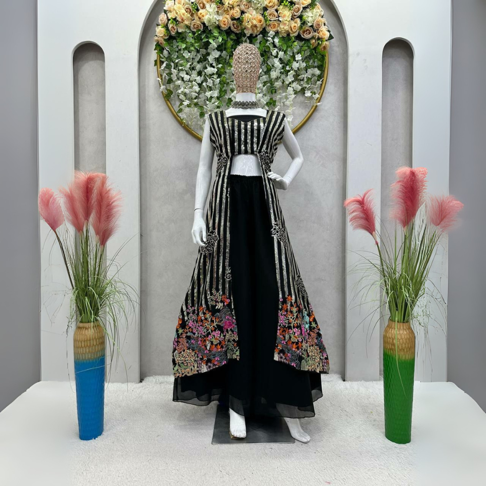 Thread & Sequence Work Shrug Palazzo Set