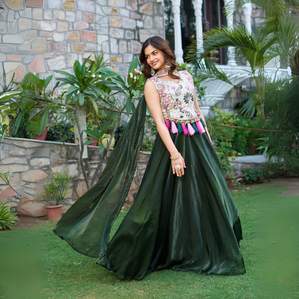 Pure Silk Lehenga Choli with Heavy Embroidery