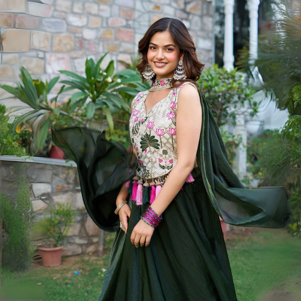 Pure Silk Lehenga Choli with Heavy Embroidery