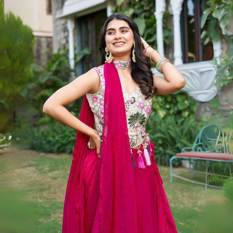 Pure Silk Lehenga Choli with Heavy Embroidery