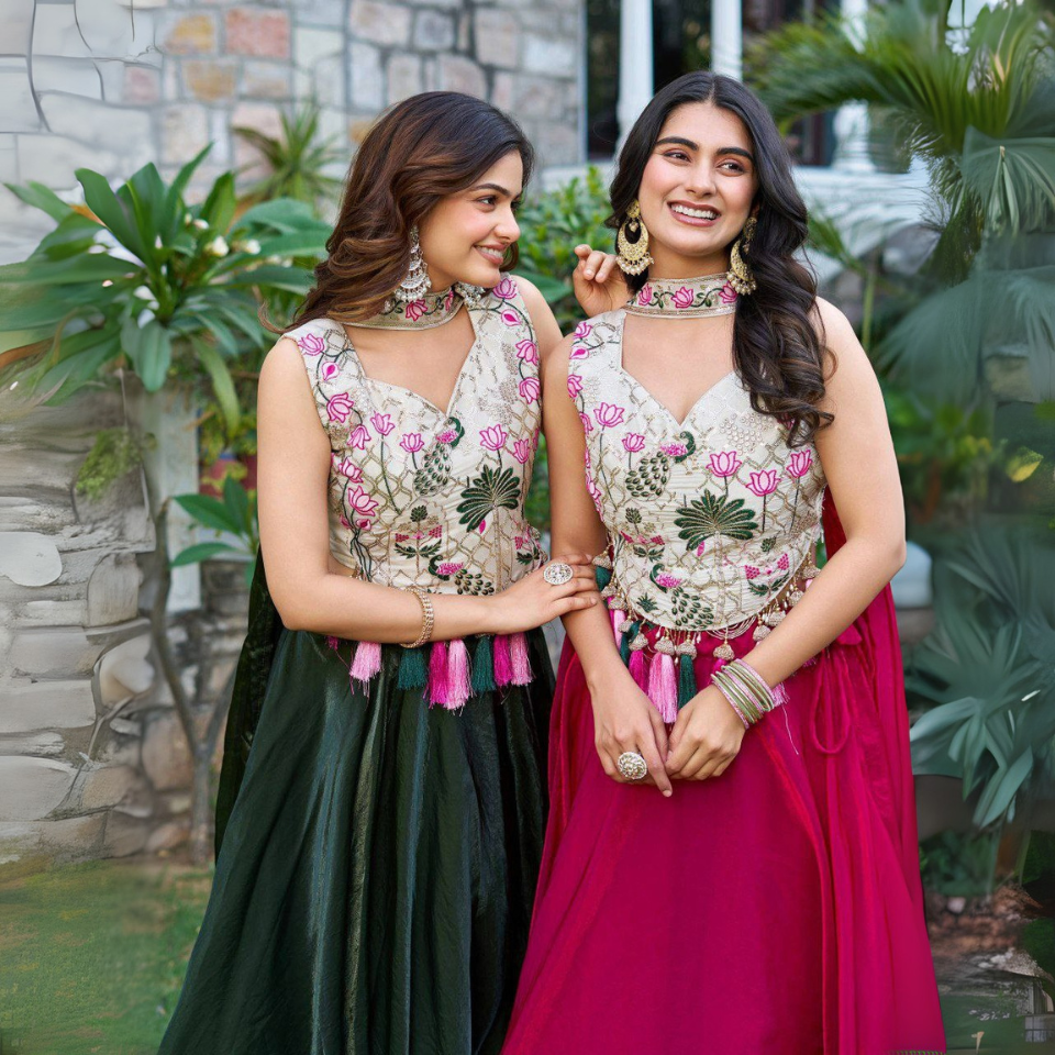Pure Silk Lehenga Choli with Heavy Embroidery
