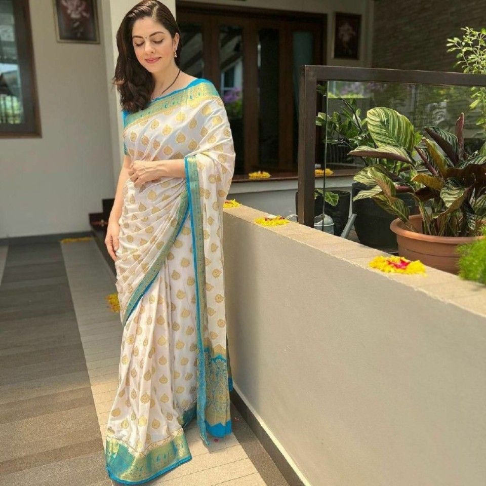 Soft Lichi Silk Saree with Rich Pallu & Jacquard Border