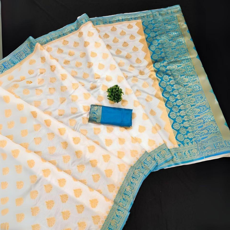Soft Lichi Silk Saree with Rich Pallu & Jacquard Border