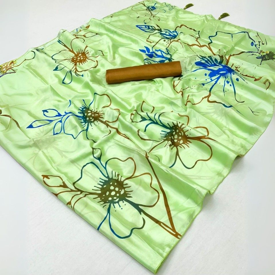 Silk Crepe Saree with Floral Digital Print