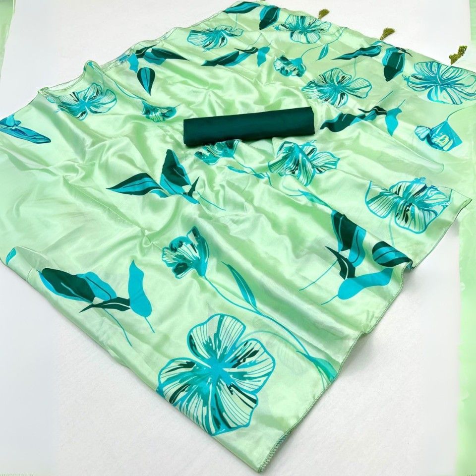 Silk Crepe Saree with Floral Digital Print