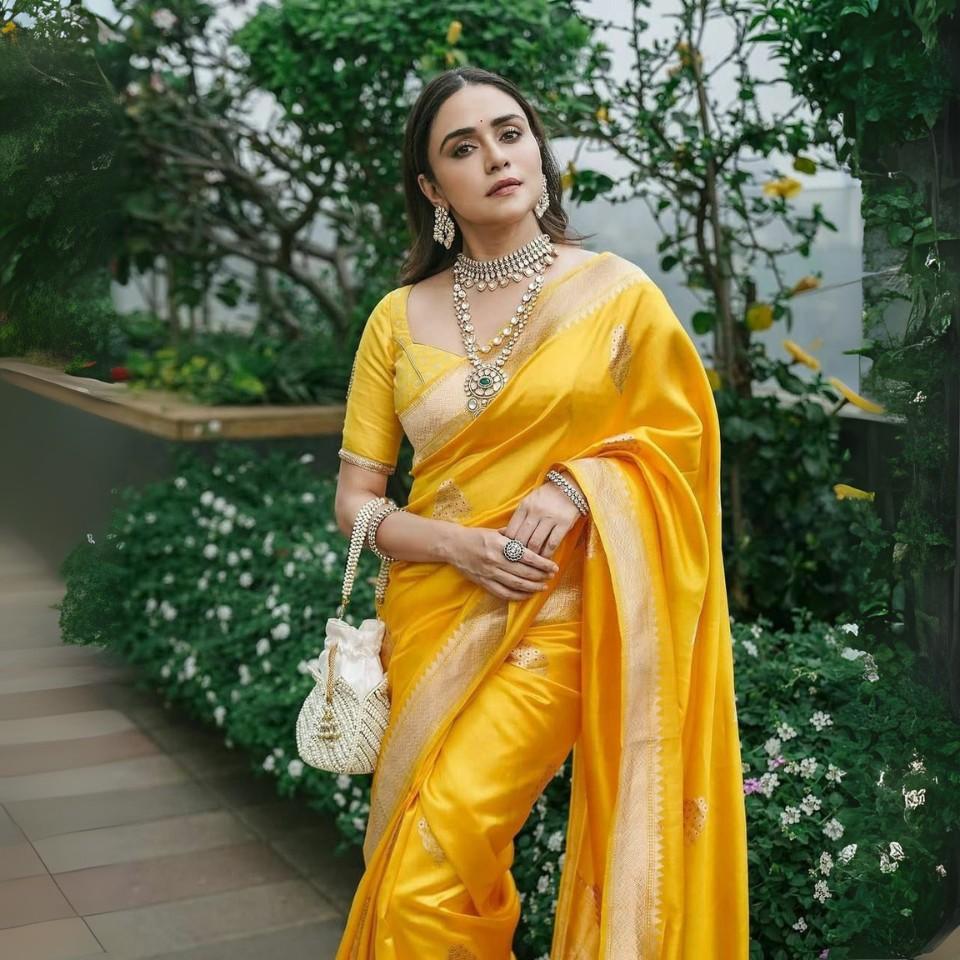 Soft Lichi Silk Saree with Rich Pallu & Jacquard Border Blouse