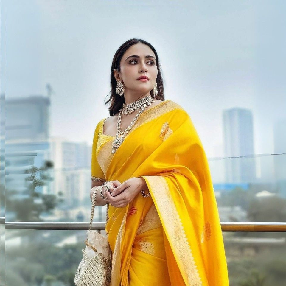 Soft Lichi Silk Saree with Rich Pallu & Jacquard Border Blouse