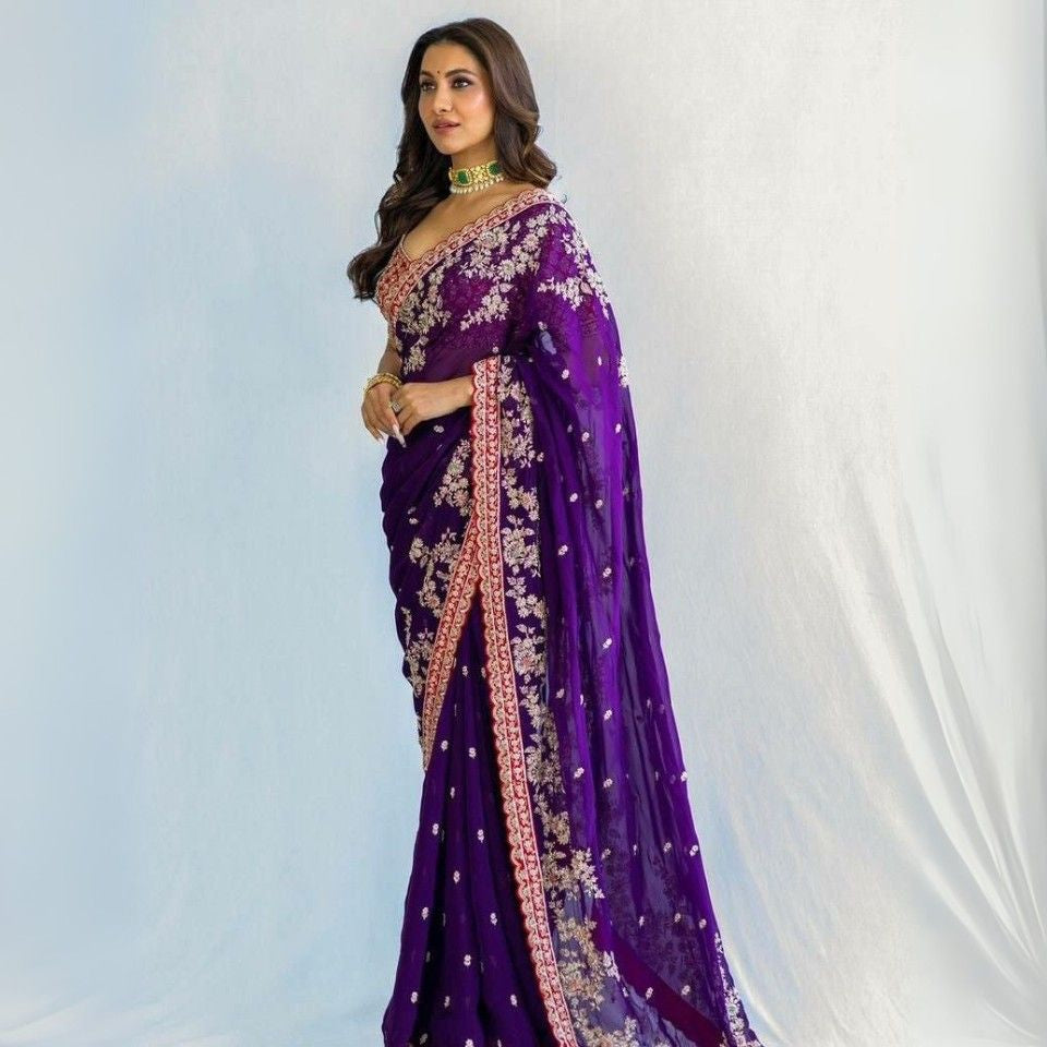 Blooming Soft Rangoli Silk Saree with Embroidery Work