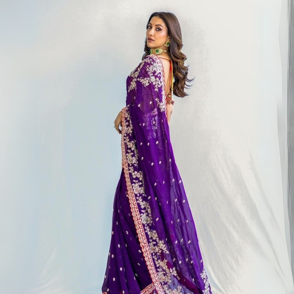 Blooming Soft Rangoli Silk Saree with Embroidery Work