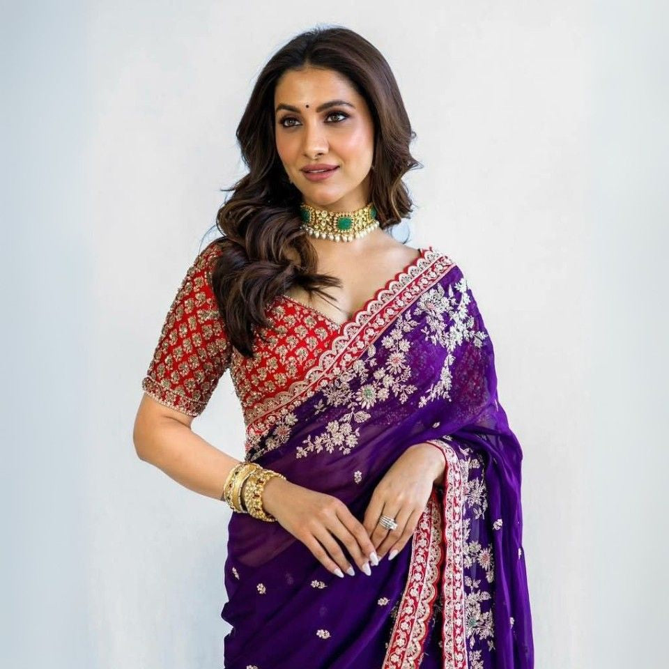 Blooming Soft Rangoli Silk Saree with Embroidery Work