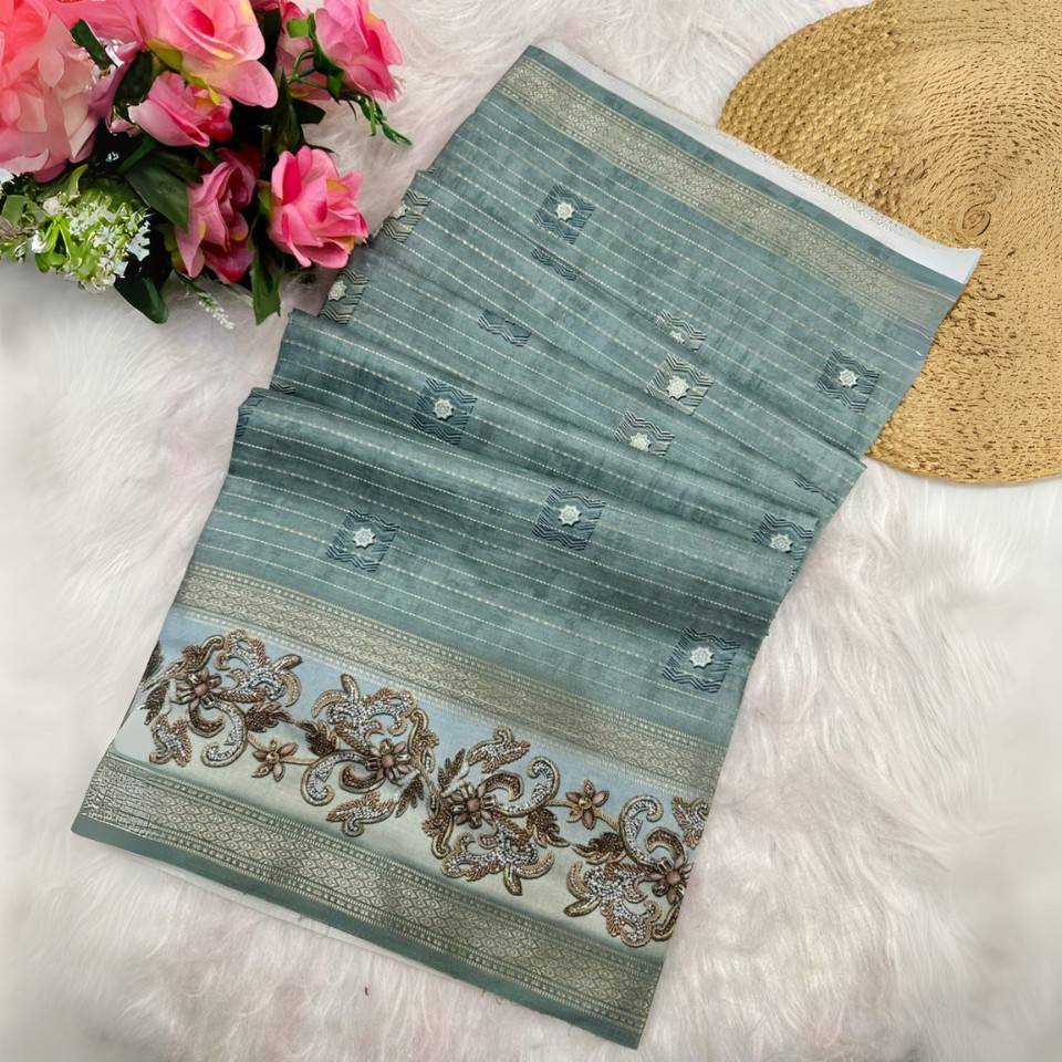 Soft Tussar Silk Saree with Floral Digital Print