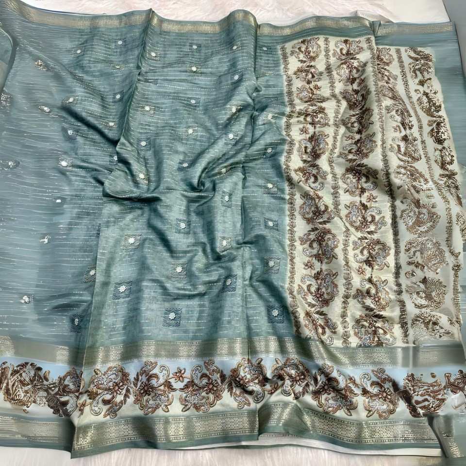 Soft Tussar Silk Saree with Floral Digital Print