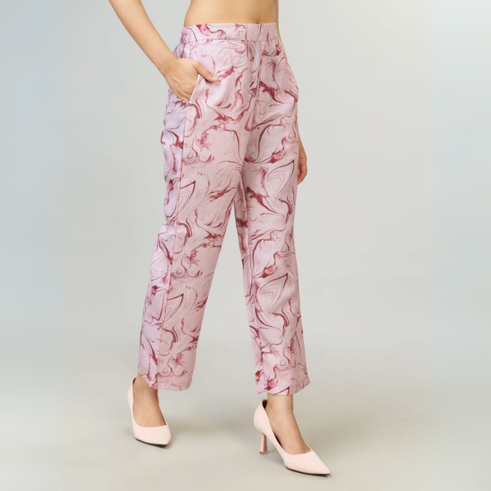 Peach Cotton Blend Western Co-ord Set