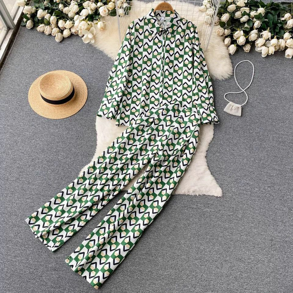 Green Satin Night Suit Coord Set