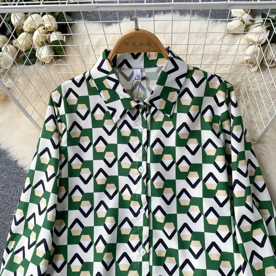 Green Satin Night Suit Coord Set
