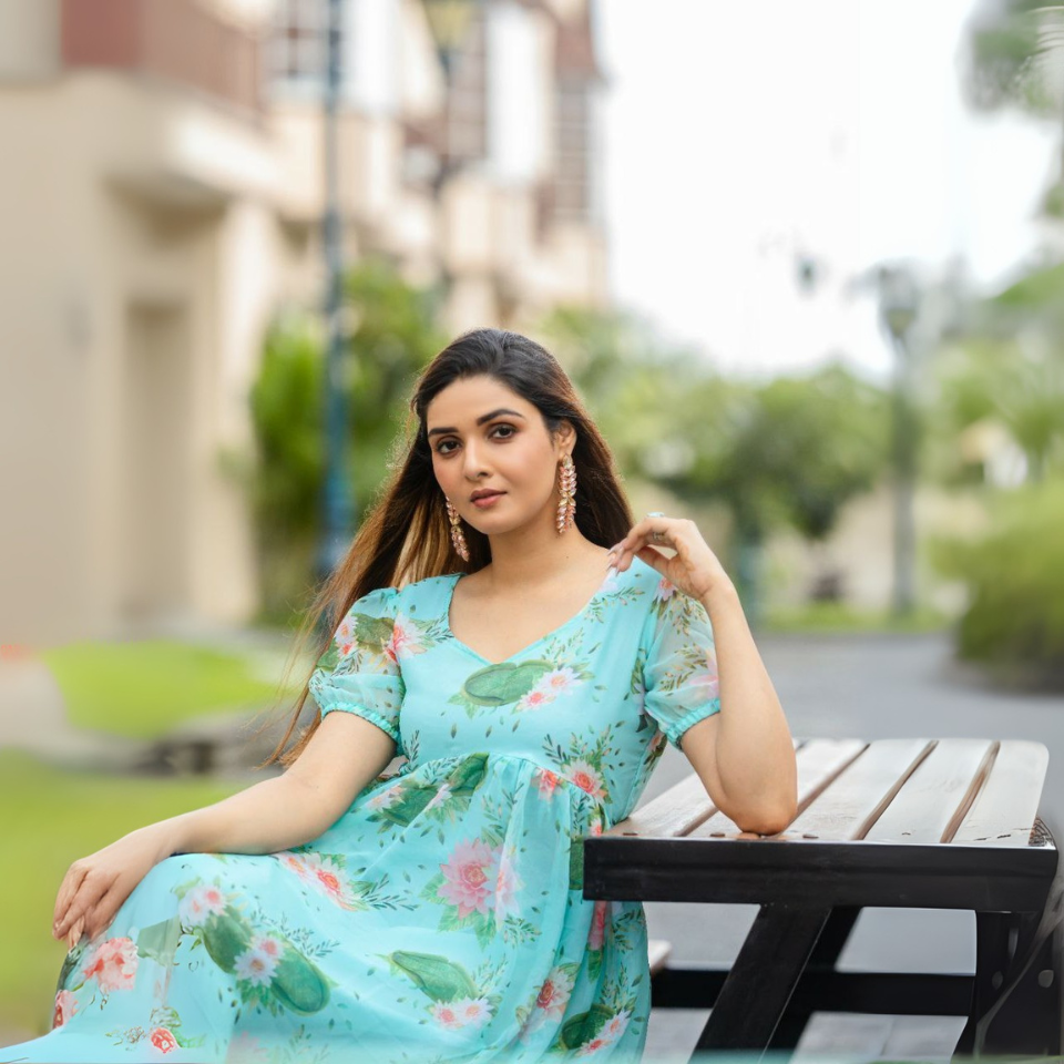Printed Georgette Maxi Dress