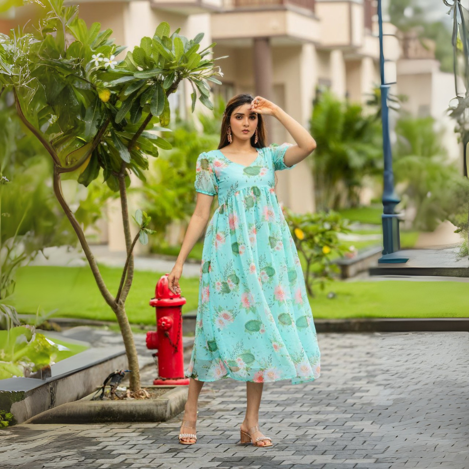 Printed Georgette Maxi Dress