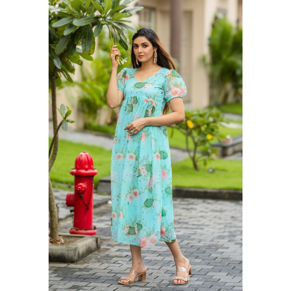Printed Georgette Maxi Dress