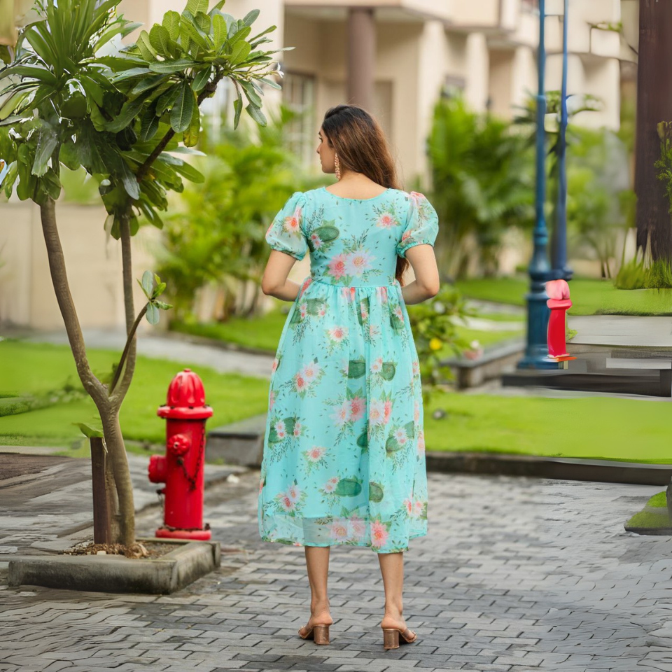 Printed Georgette Maxi Dress