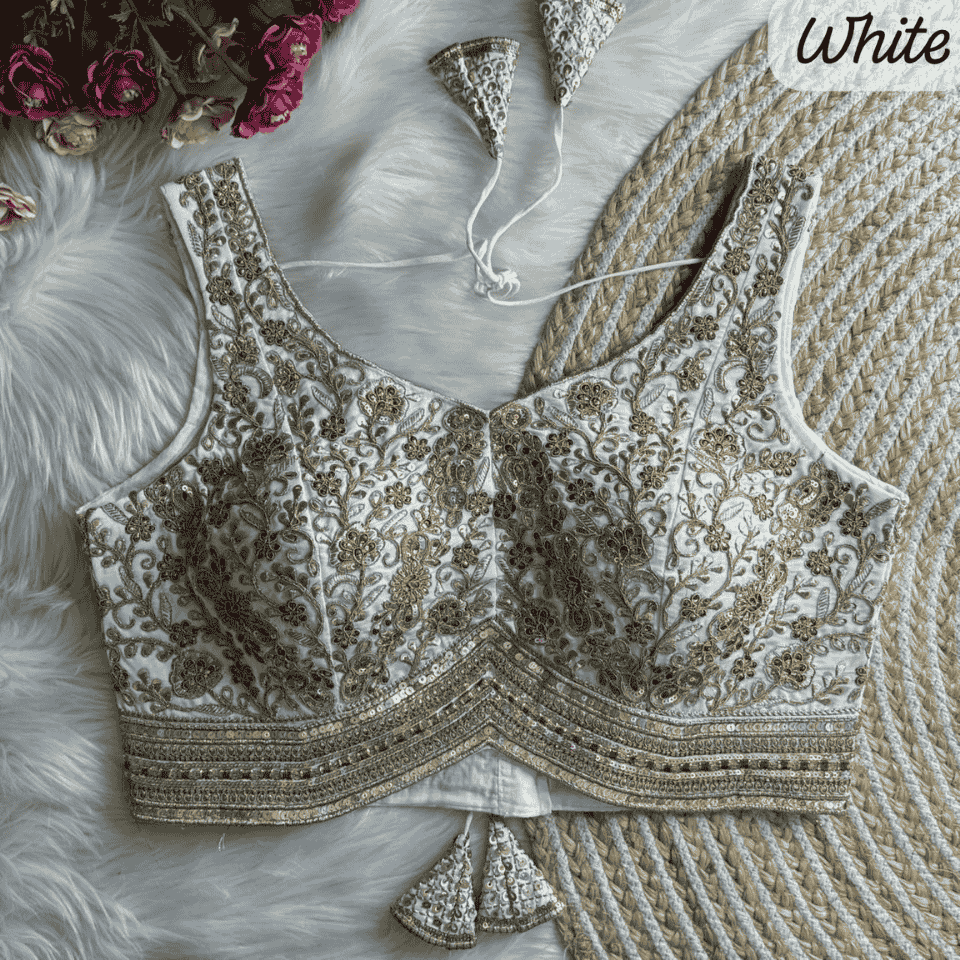 Heavy Roman Silk Blouse with Jari, Sequence & Codding Thread Work