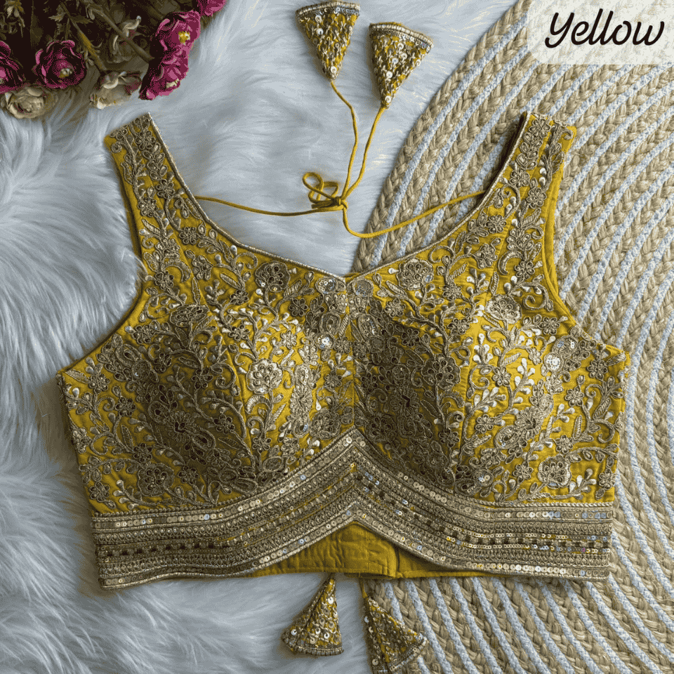 Heavy Roman Silk Blouse with Jari, Sequence & Codding Thread Work