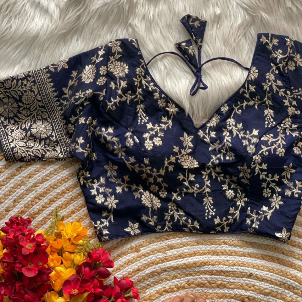 Pure Dola Silk Partywear Embroidered Blouse