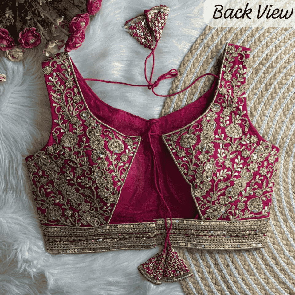 Heavy Roman Silk Blouse with Jari, Sequence & Codding Thread Work