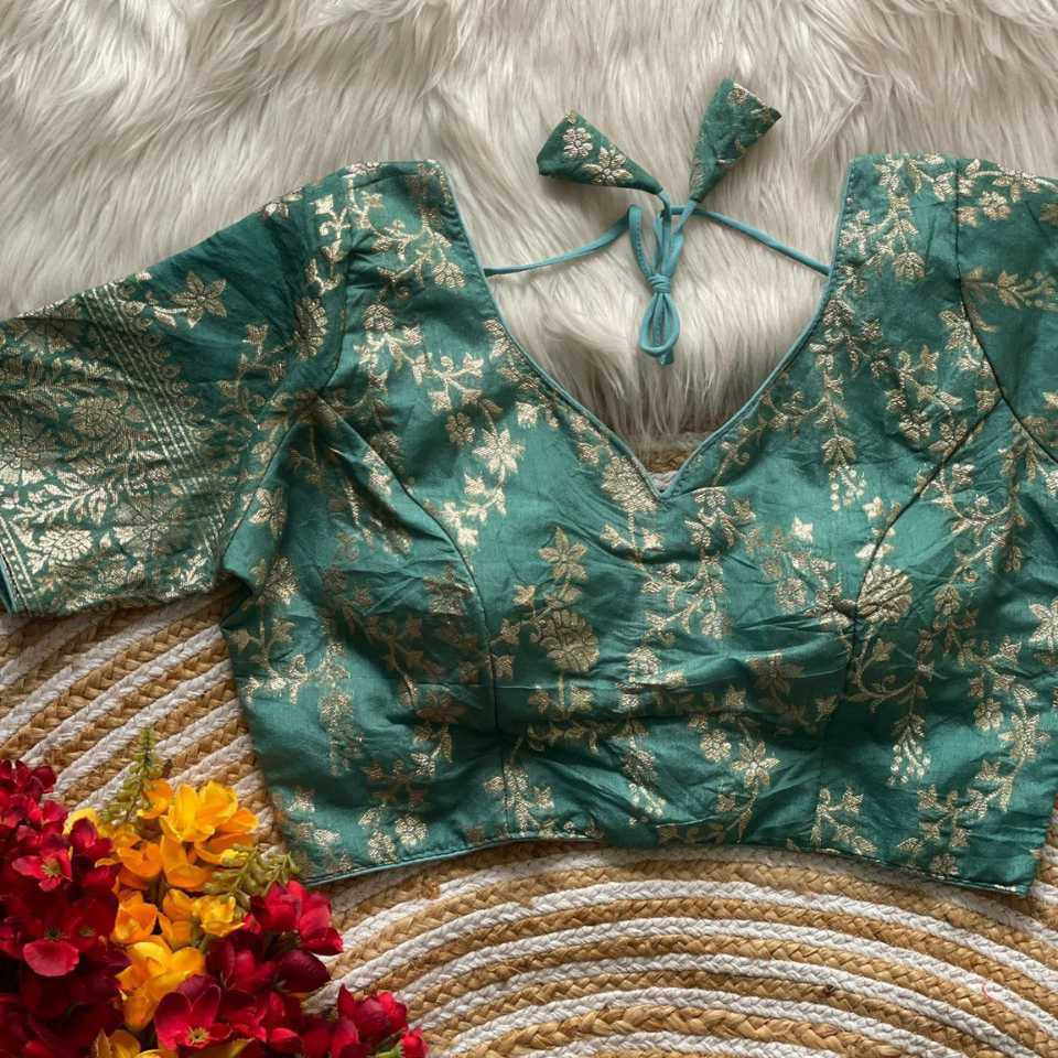 Pure Dola Silk Partywear Embroidered Blouse