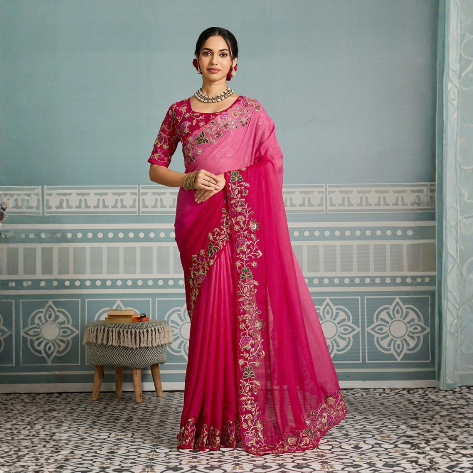 Premium Soft Star Georgette Saree with Embroidery Cutwork