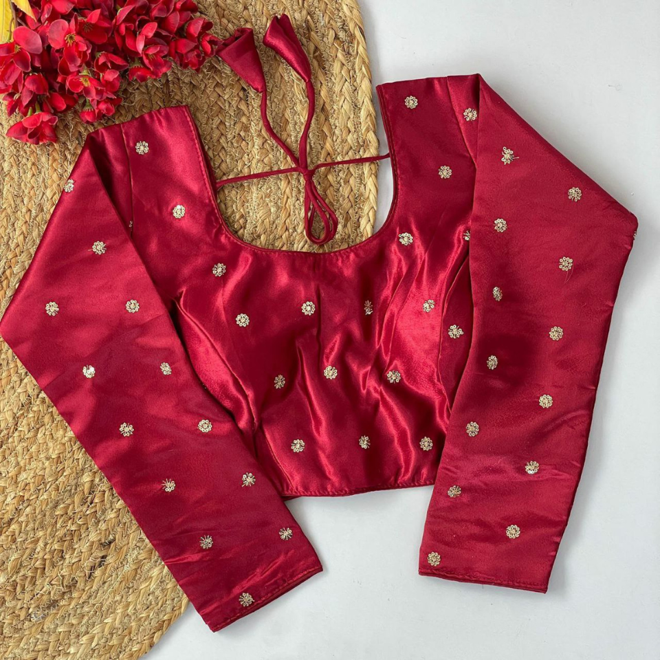 Women’s Satin Silk Butti Work Designer Blouse